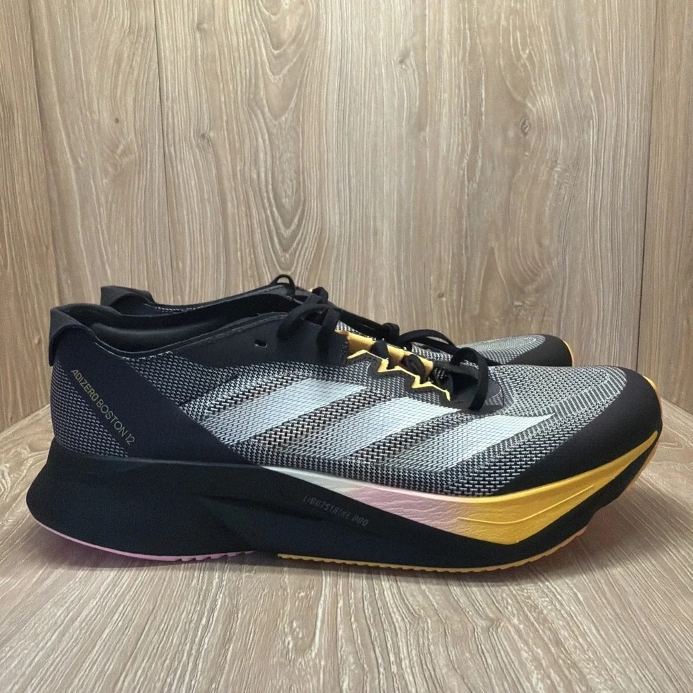 Adidas Adizero Boston 12 Men's Size 9.5 Running Shoes Black Spark IF9212 NWT